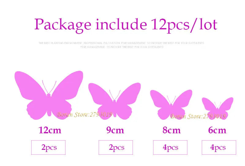 12pcs Wall Stickers Set 3D Butterfly Colorful Double Layers Wall Stickers on the Wall for Party Decoration Waterproof Material