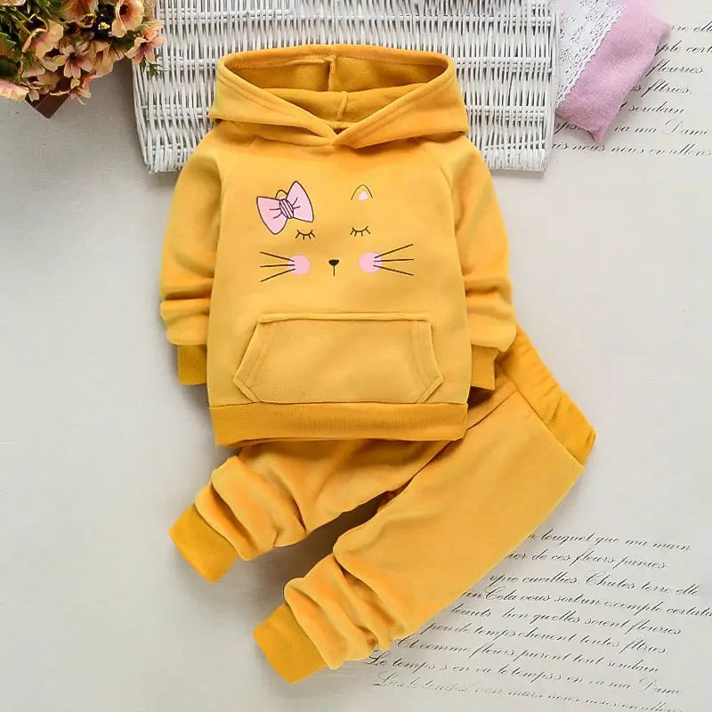 1 2 3 4 Years Winter Warm Baby Girls Clothing Set Love Letters Double-Sided Plus Velvet Suit For Kids Toddler Children Clothes