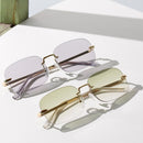 Peekaboo gold square frame sunglasses rimless men metal grey green retro sun glasses for women frameless uv400 light color