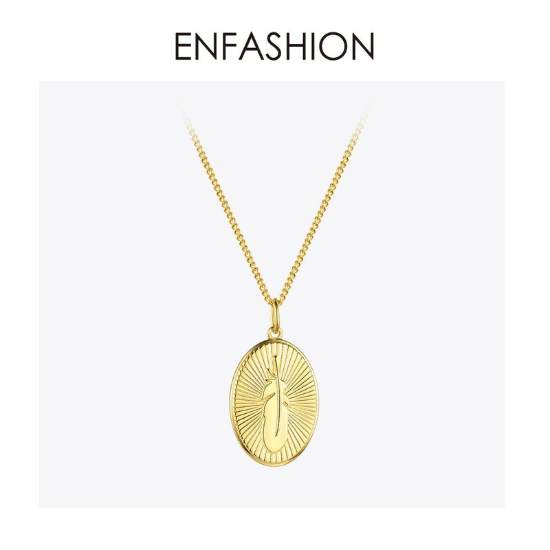 ENFASHION Metal Feather Choker Necklace Women Gold Color Stainless Steel Pendant Necklace Fashion Femme Jewelry Naszyjnik P3044