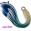 Synthetic 24 inch Ponytail Hairpiece With Rubber Band Hair Ring Chignon Crochet Braid Hair Ponytail Hair Extension Pink,Rainbow