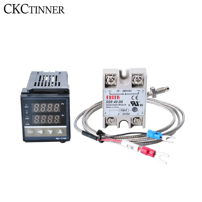 REX-C100 Digital RKC PID Thermostat Temperature Controller digital REX-C100/ 40A SSR Relay/K Thermocouple Probe/heat sink