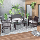 4Pcs Outdoor Patio Furniture Set 3 Rattan Chair Sofa &amp;1 Coffee Table for Garden Backyard Porch&amp;Poolside Gray[US-Stock]