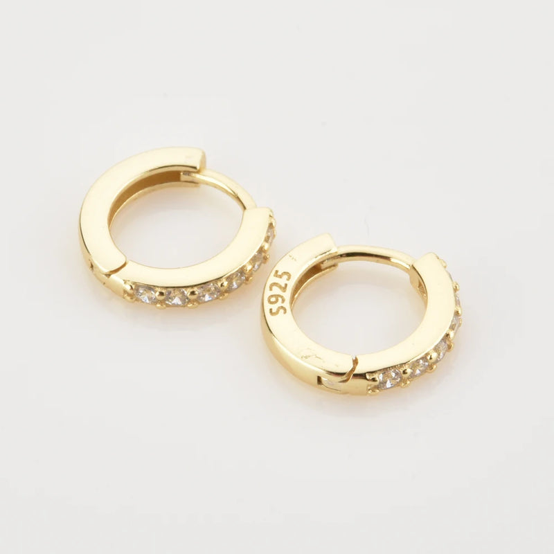 ANDYWEN 925 Sterling Silver Gold Clear 5mm 6mm 7mm 8mm 9mm Huggies Circle Piercing Hoops Earring Women Luxury Jewelry Gift