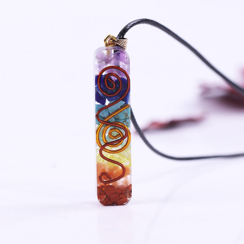 7 Chakra Energy Pendant Orgonite Necklace  Rainbow Crystal Pendant Yoga Meditation Necklace Resin Jewelry For Women Men