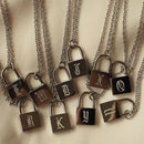 E.B.belle Stainless Steel O-Chain Old English Gold Plated Personalised Lock Necklace Women's Birthday Gift Letter Necklace