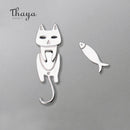 Thaya Süße Katze Fisch Trendige Ohrringe Weiblich S925 Sterling Silber Tier Ohrhaken Stecker Für Frauen Schöne Partygeschenke