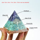 Orgonit Pyramide Jeremiel Ajna Chakra Natürlicher Amethyst Amazonit Schwierigkeiten überwinden Harz Pyramide Kunsthandwerk Dekoration
