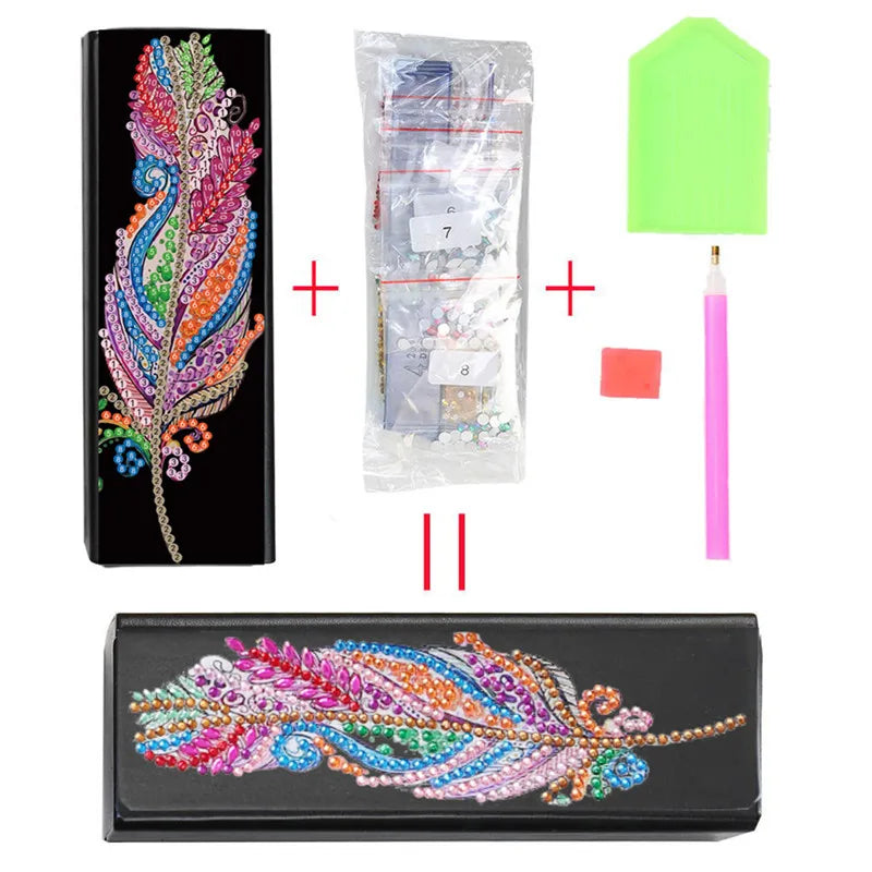 DIY Diamond Painting Eye Glasses Storage Box Travel Leather Sunglasses Case Special Shaped Diamond Storarage Box