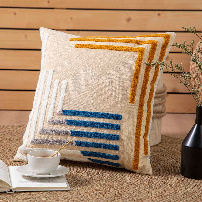 45x45cm/30x50cm Modern Geometric Soft Cozy Pillow Cover Cotton Canvas Towel-embroidered Sofa cushion cover Home Decoration