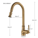 Antique Brass Kitchen Faucet Pull Out Kitchen Sink Faucet Single Handle Faucet 360 Rotate Kitchen Tap Hot Cold Water Mixer Crane
