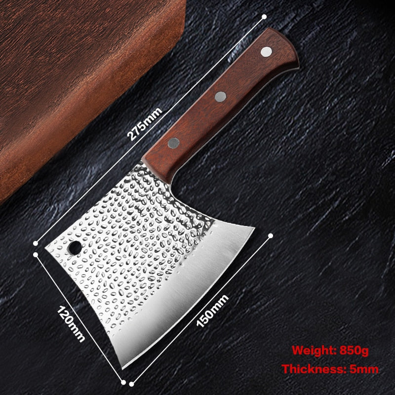 6 Inch Chop Bone Knife Heavy Duty Kitchen Chef Knife Meat Cleaver Bone Chopping Knife Handmade Forged 40Cr13 Stainless Steel