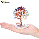 Sunligoo Super Mini Crystal Money Tree Copper Wire Wrapped W/ Agate Slice Base Healing Gemstone Yoga Feng Shui Trees Home Decor