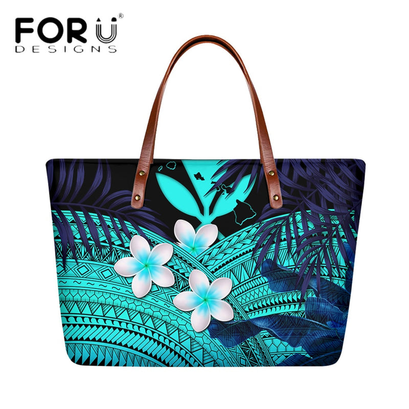 FORUDESIGNS High Quality Women Handbag Polynesian Pattern Hibiscus Flower Printing Personal Luxury Female Shoulder Bolsas