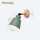 PHYVAL Wood Lamp Bedroom 10mm Wooden base Wall Lamp With Plug Macaron Modern Wall Sconce For Liviing Room