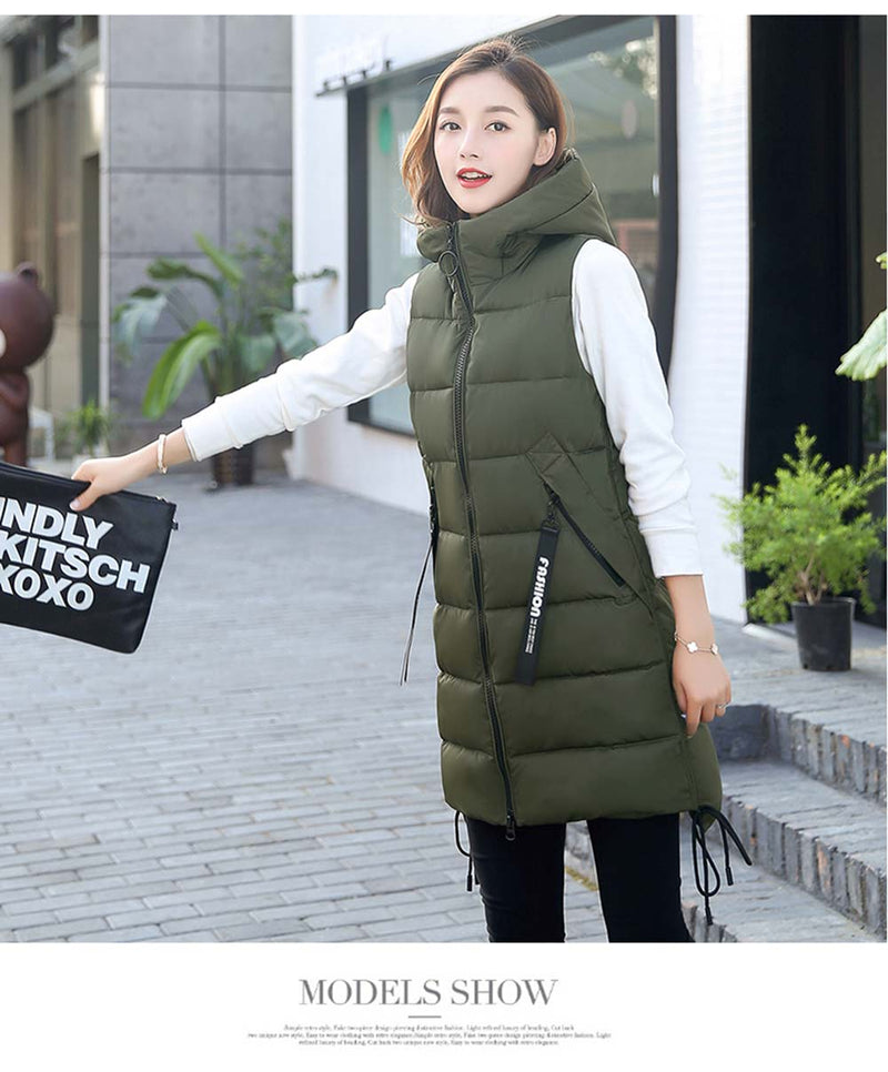 PinkyIsblack Autumn Winter Vest Women Waistcoat 2021 Female Sleeveless Vest Jacket Hooded Warm Long Vest Coat Colete Feminino