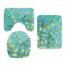 Toilet Mat Set 3D Van Gogh Oil Painting Sunflower Starry Night Floor Rugs Bathroom Shower Flannel Non-Slip Carpet Toilet Cushion