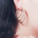 CWWZircons 3 Circle Bling Cubic Zirconia Pave Luxury Yellow Gold Color Big Round Geometric Triple Hoop Earrings for Women CZ581