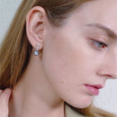 Black Awn 2022 New Vintage Genuine Silver Engagement Hoop Earrings for Women with Black&amp;White Stone Jewelry T001