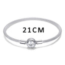 BISAER 100% 925 Sterling Silver Basic Snake Chain Zircon Bracelets Blue Demon Eye Bracelet & Bangles Charm Sizes 17–21 Jewelry