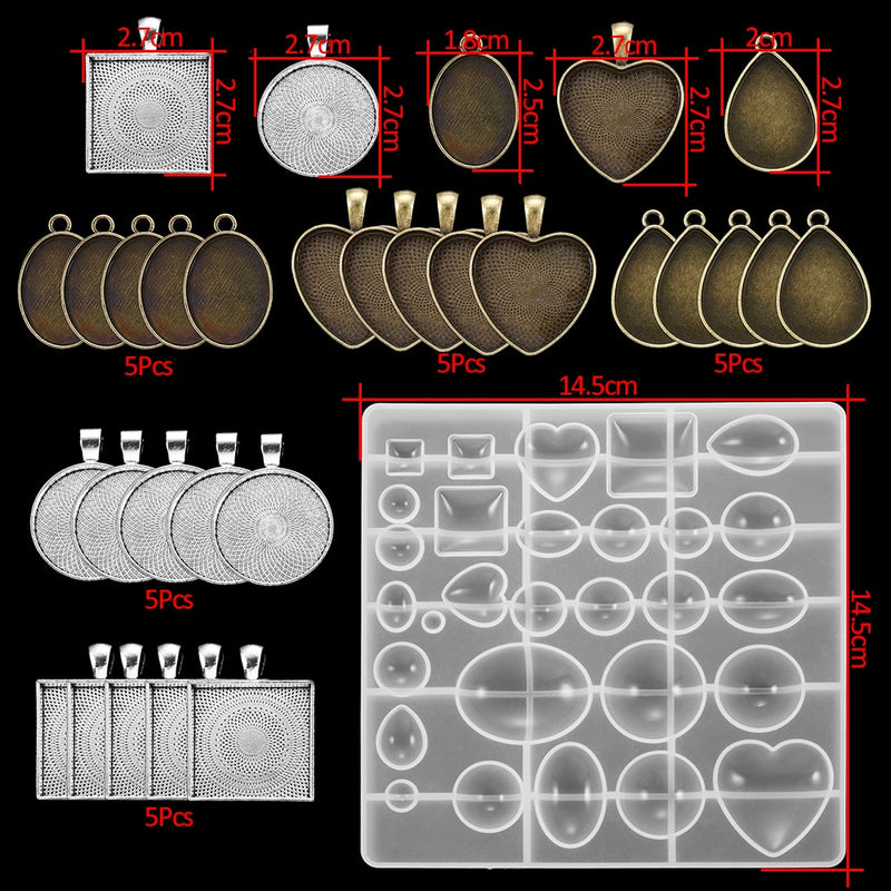 1 Set Mixed Style Silicone Epoxy Resin Casting Molds UV Tool Set For DIY Pendant Jewelry Making Finding Accessories Supplies