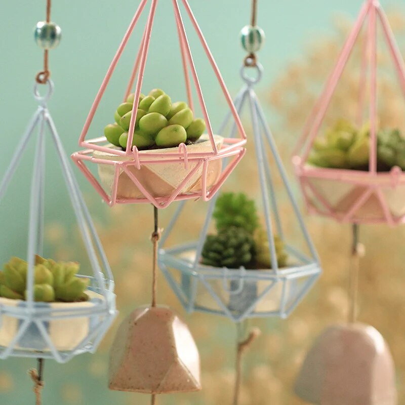 Nordic Succulent Flower Pots Planter Pot Home Decoration Accessories Hanging Pendants Figurines Wind Chime Resin Ornament Gifts