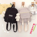 korean style small mini backpack for women Fashion school mochila Multi pocket Girl Ring Buckle portable bear women's backpack