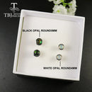 TBJ,Black Opal earring Round 4mm 5mm Natural Ethiopia Opal gemstone Jewelry 925 sterling silver for girls daughter nice gift
