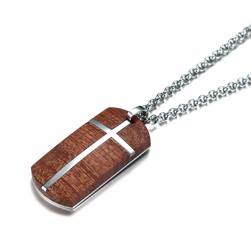 Vnox Top Rosewood Men Necklace Unique Qualified Wooden Pendants & Necklaces Stainless Steel Jewelry Adjustable Chain 22-24"