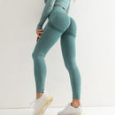 Fitness Damen Sport Nahtlose Leggings Hohe Taille Elastische Einfarbige Yoga Leggings Fitnessstudio Jogging Schnelltrocknende Push Up Slim Hose Damen