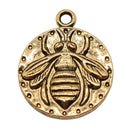 WYSIWYG 4pcs 24x20mm Round Bee Charm Pendants Antique Gold Color Antique Silver Color Queen Bee Charm Double Sided Bee Pendants
