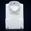 French Cuff Mens Formal Business Dress Shirt Long Sleeve Male Luxury White Party Wedding Tuxedo Shirts with Cufflinks