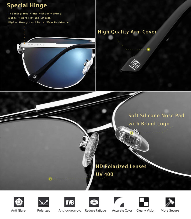 GUZTAG Brand Fashion Classic Polarized Sunglasses Men's Designer Goggle Integrated Eyewear Sun Glasses UV400 For Men G8026
