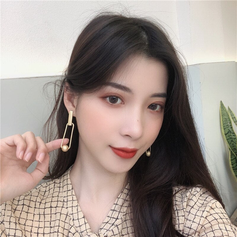 FLASHBUY New Design Women Earrings Statement Korean Metal Ball Earrings 2020 Unique Geometric Pendientes Jewelry