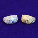 Bubble Letter Eule Iced Out Ring Herren Echt Vergoldet Messing Zirkonia Hip Hop Schmuck