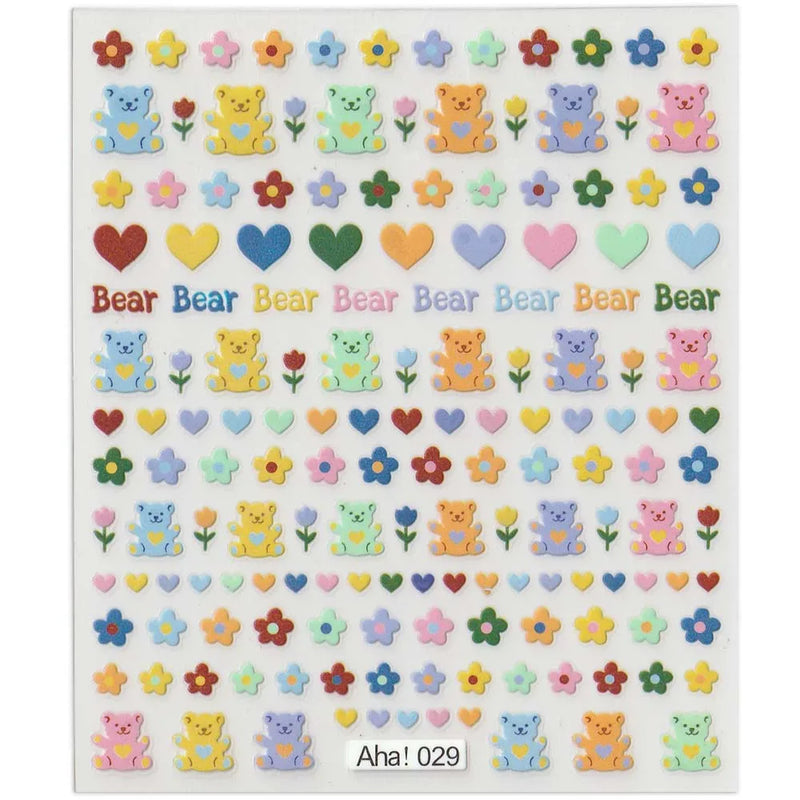 42Model Sticker Nail Decal 3D Adhesive Patch,Smile/Animal/Flower Nail Art Decorations Manicure Sticker Easter Day Design Decal-