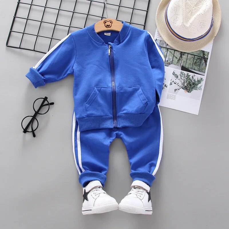 Spring Autumn Children Cotton Clothes Baby Boys Girls Sport Zipper Jacket Pants 2pcs/Set Kids Toddler Fashion Casual Tracksuits