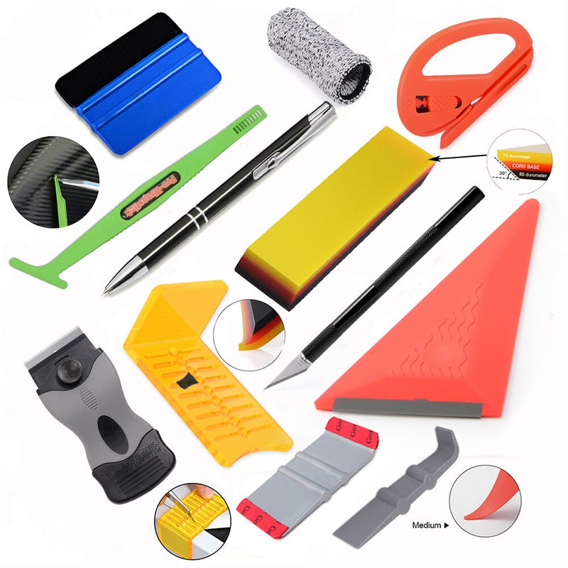 FOSHIO Vinyl Film Car Accessories Wrap Tools Kit Carbon Sticker Installing Rubber Scraper Window Tinting Magnet Squeegee Knife