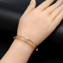 Glücksbringer Offene Manschettenarmreif Goldfarben Kupfer Mehrfarbiger Türkischer Böser Blick Armreif für Frauen Mädchen Modeschmuck BD168