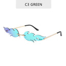 2022 Neue Mode Feuer Flamme Sonnenbrille Damen Herren Marken-Design Randlose Wellen-Brille Luxus Trend Schmale Sonnenbrille Streetwear