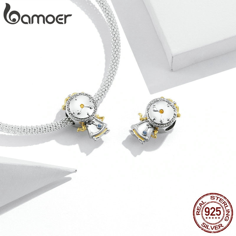 bamoer Genuine 925 Sterling Silver Magic Can Clock Pendant Charm fit Original Bracelet and Necklace Fine Jewelry BSC319