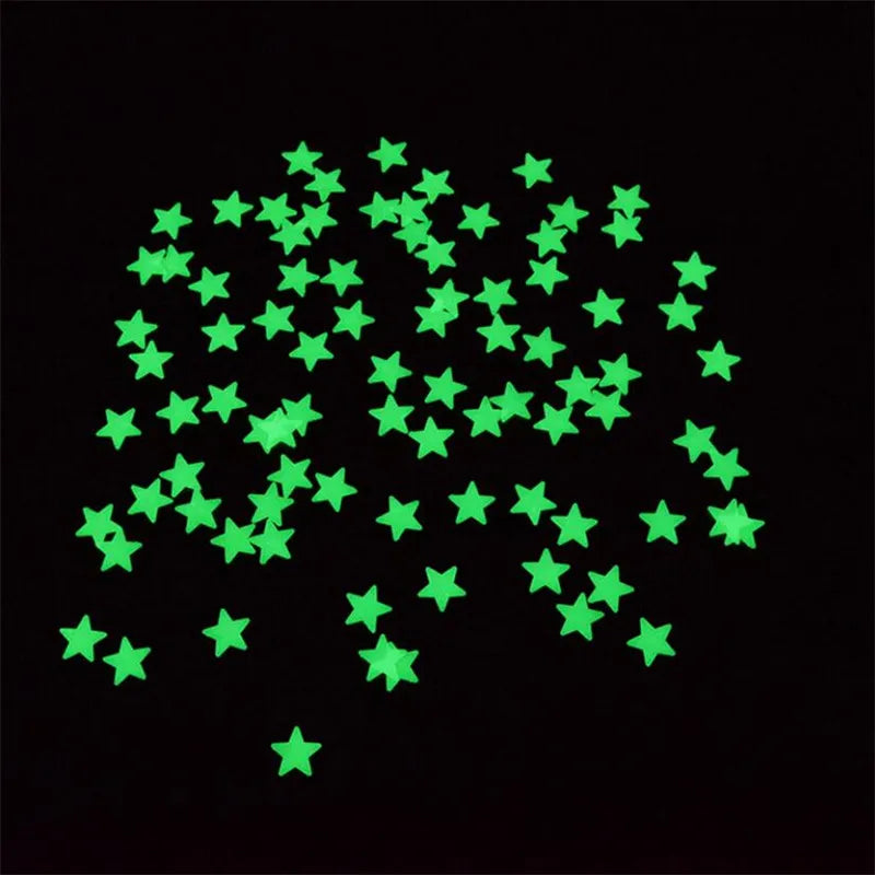 50/100PCS 3D Star Energy Storage Fluorescent Glow In the Dark Luminous on Wall Stickers for Kids Room Living Room Decal