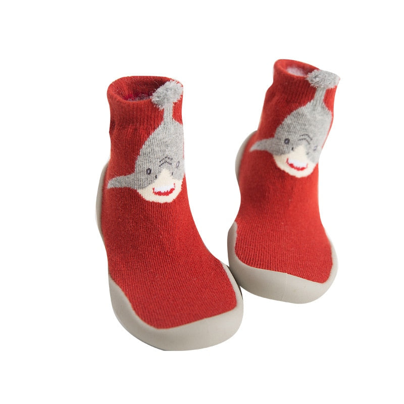 Toddler Indoor Sock Shoes Newborn Baby Socks Autumn Terry Cotton Baby Girl Sock with Rubber Soles Infant Animal Cat Funny Sock