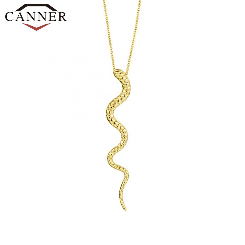 Simple 925 Sterling Silver Versatile Temperament Animal Snake-shaped Clavicle Necklace Women Gold Silver Pendant Necklace Gift