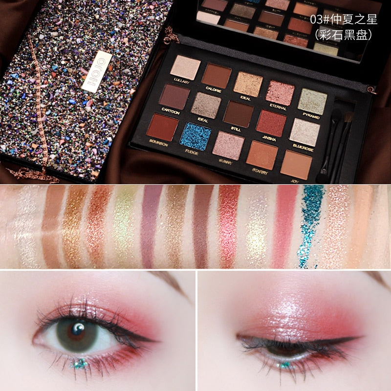 Sparkling Star Matte Glitter Eyeshadow Palette Shimmer Pigmented Shiny Makeup Easy to Wear Smooth Soft Touch Brighten Eyes