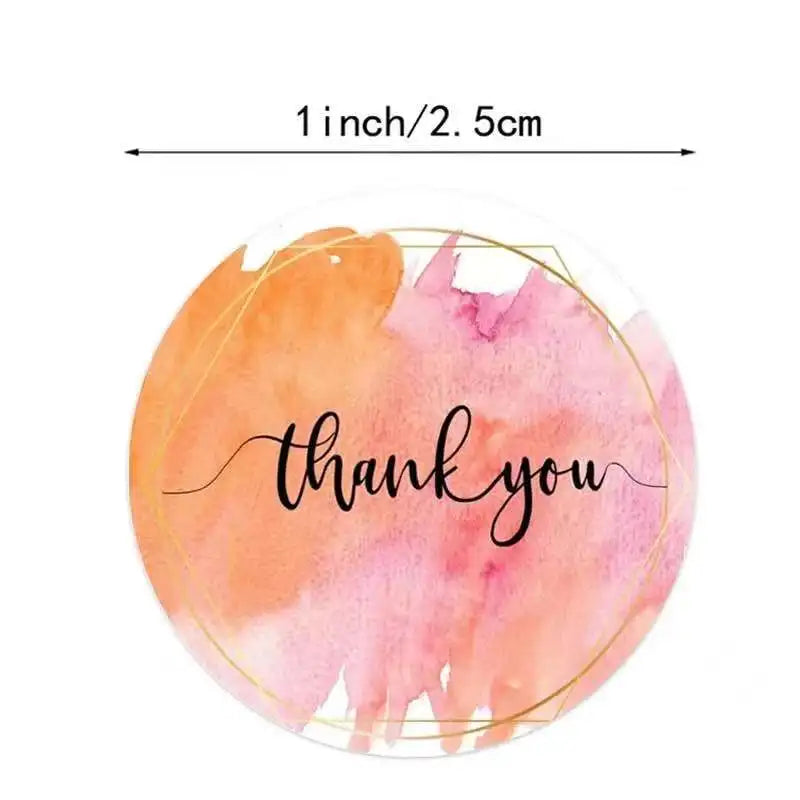 100-500pcs Water Color Thank You Stickers Seal Labels 1 Inch Color Labels For Business Sticker Wedding decoration baby shower