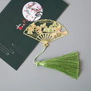 Antique Metal Folding Fan Crane Rabbit Mountain Scenery Chinese Style Series Bookmarks Newspapers Books Reading mark Bookmarks