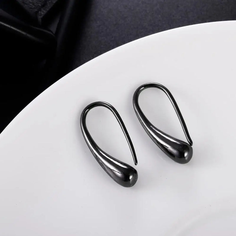 Hot Sale Water Drop Shape Woman Earrings Gold Rose Gold Black silver Color Clip Earrings Fashion Wedding Party Gift Jewelry