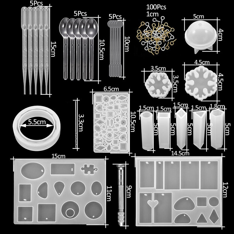 1 Set Mixed Style Silicone Epoxy Resin Casting Molds UV Tool Set For DIY Pendant Jewelry Making Finding Accessories Supplies