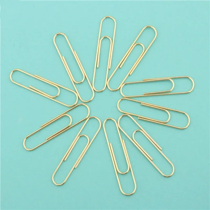 High Quality Golden Notebook Bookmark binder Paperclips Accessories Paper Clips Binding Office Stationary Supplies